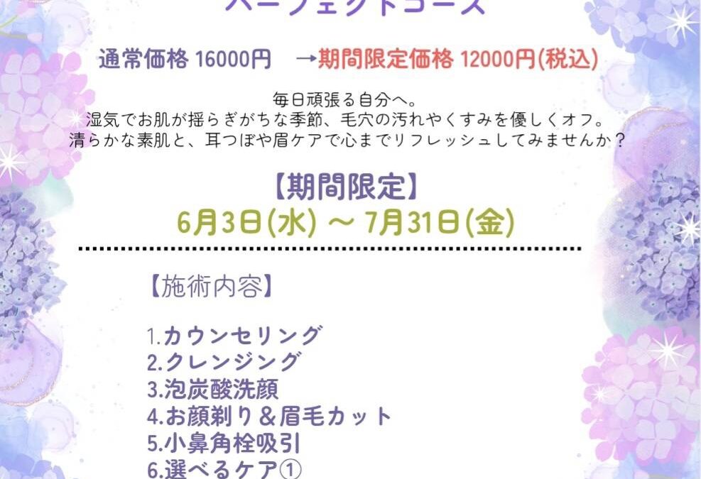 【6月3日〜期間限定】梅雨のデトックス・毛穴まるごと掃除パーフェクトコース
